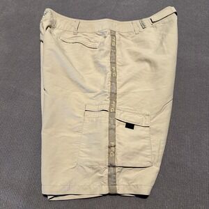 Columbia PFG Fishing Cargo Shorts Tan w/‎ Logo Trim 108 FM 4005 Men's Medium M